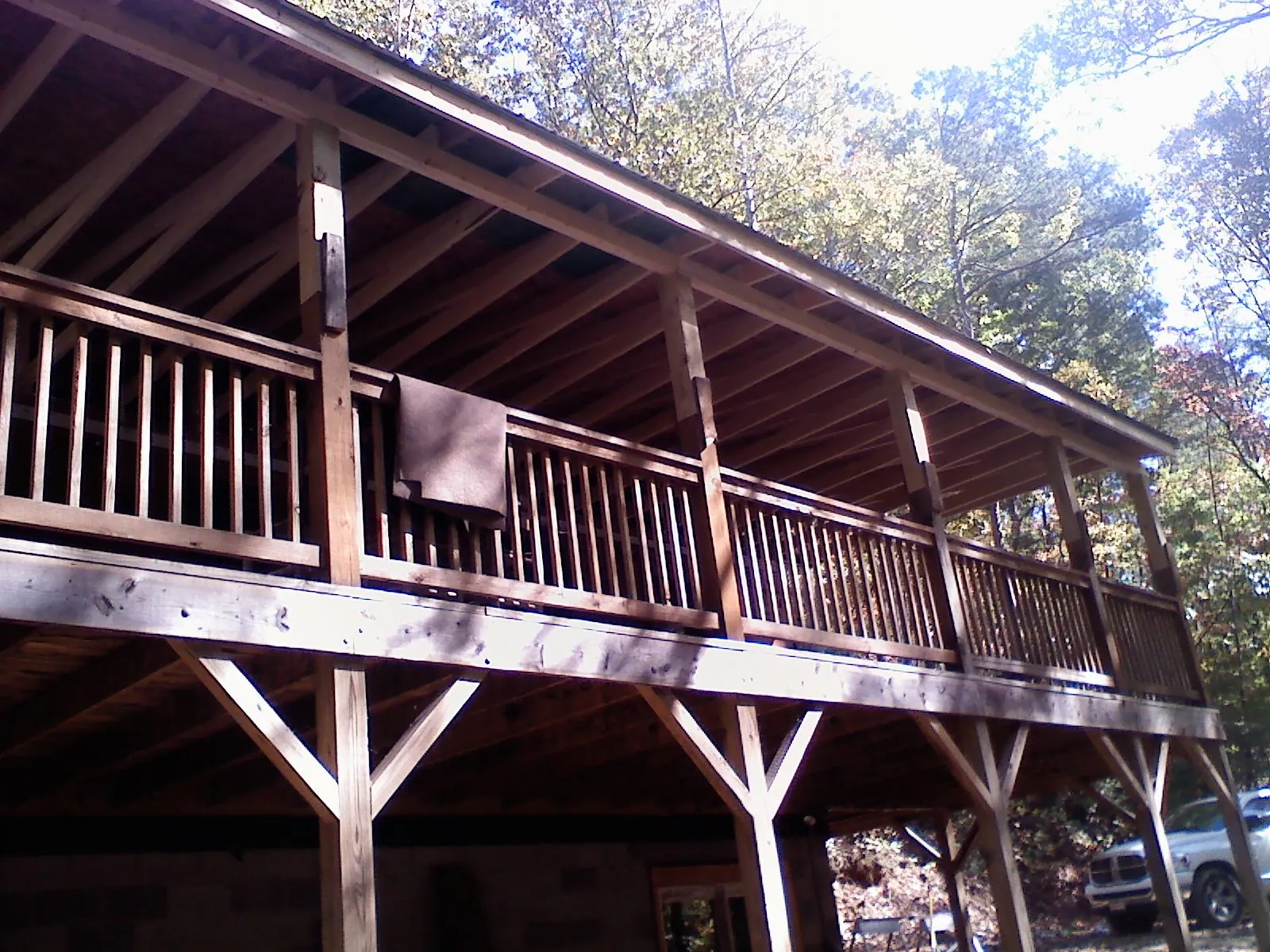 Timber framing under a new elevated porch and deck — Roof Leak Repair in Woodway by Roofing Brothers
